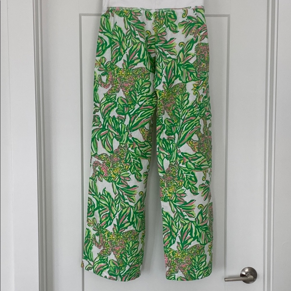 Lilly Pulitzer Beach Pants size Medium, Green and White Flare Pants - Picture 5 of 8